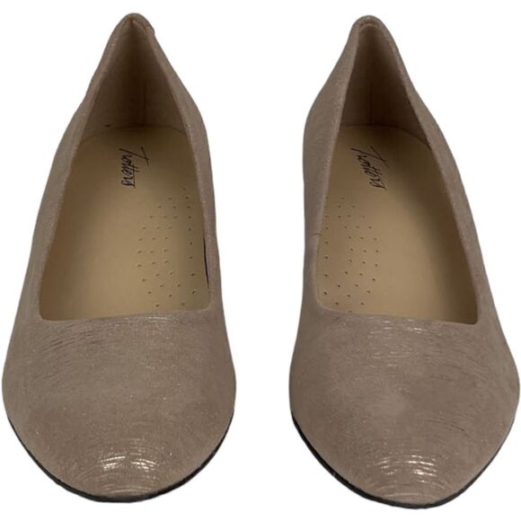 New Trotters Women Shoes US 10 Kitten Heel Pumps Kiera Tan Gold Pointed Toes - Picture 4 of 10